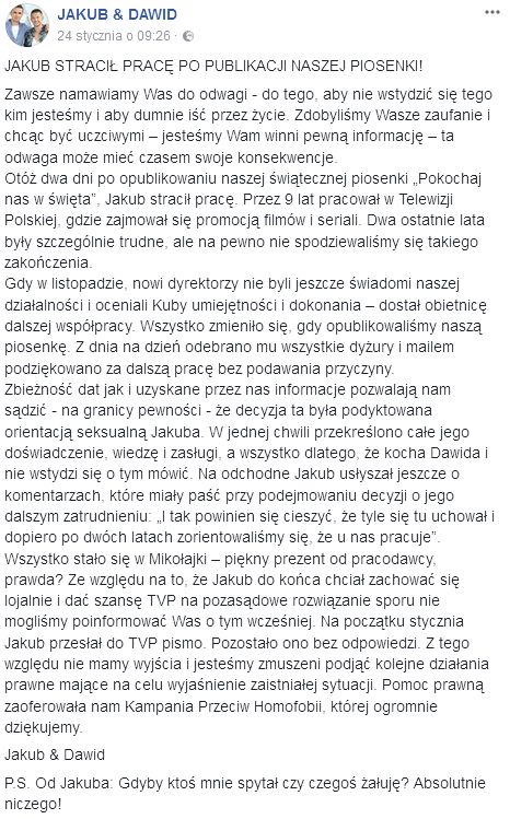 Oświadczenie Jakuba Kwiecińskiego 