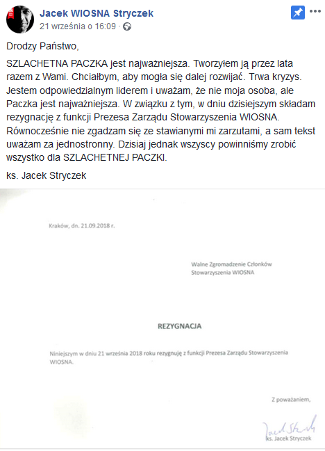 Jacek Wiosna Stryczek Facebook