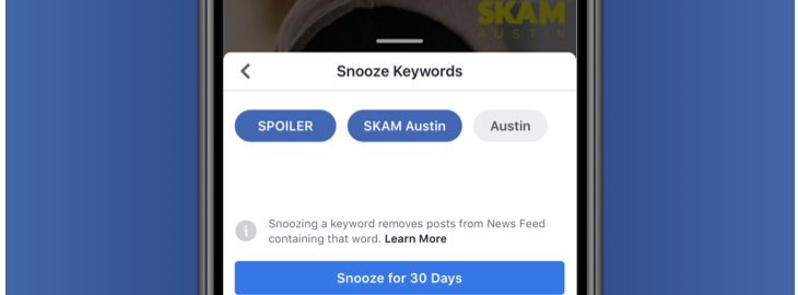 Facebook, Snooze Keyword