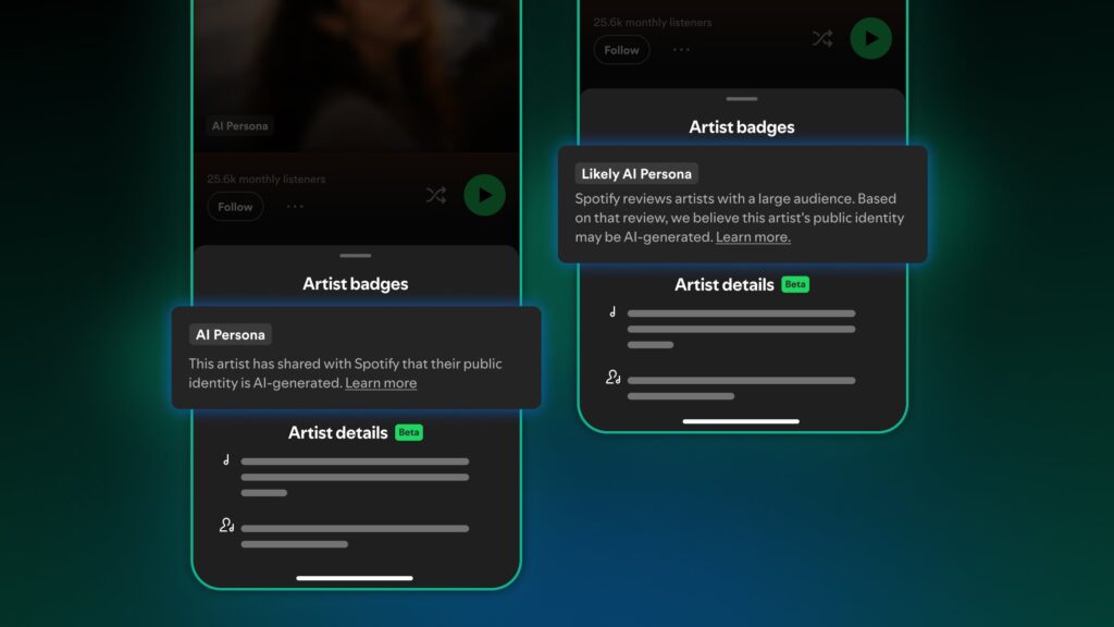 Spotify oznaczenie AI Persona