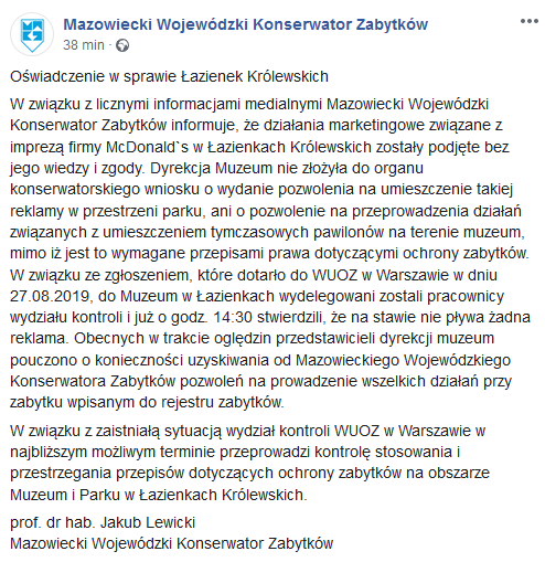 Facebook Mazowiecki Wojewódzki Konserwator Zabytków